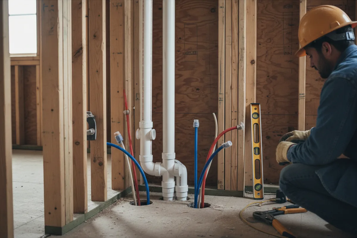 Drain and supply rough-in during Leak Detection in Brighton
